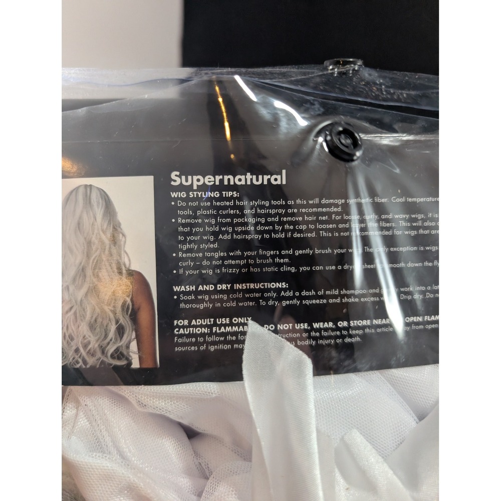 Spirit Halloween Supernatural Wig Adult Long Wavy Silver White Costume 01258383 - Picture 5 of 5